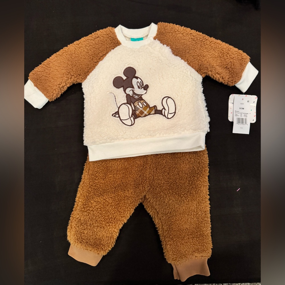 Disney Brown and White Mickey Mouse Pajama Set